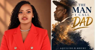 Combined Image of Aquiline Mburu and her book. Image/let.co.ke